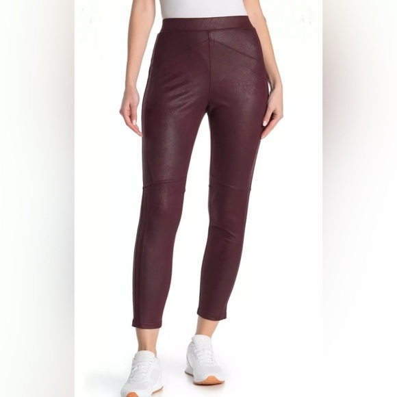 Free People Midnight Vegan Faux Suede Leggings Burgundy Sz XS - Picture 1 of 12